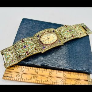 HEIDI DAUS bracelet watch Swarovski crystals colorful Art Deco